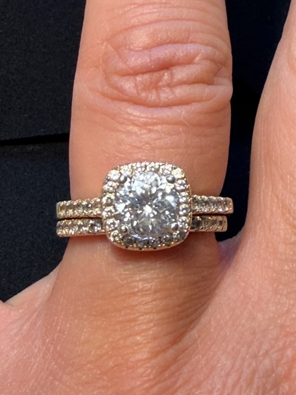Modern Gents The Evermore Cushion Halo Engagement Wedding Ring Band Set Size 6.5